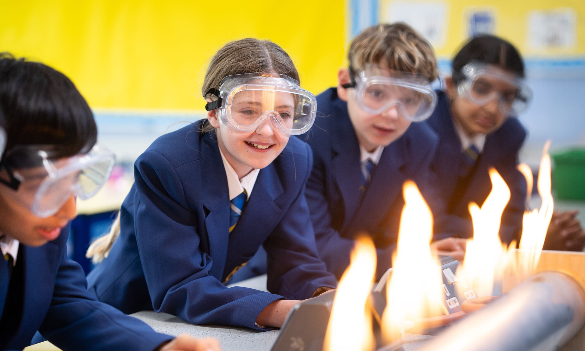 Students observing a science experiment